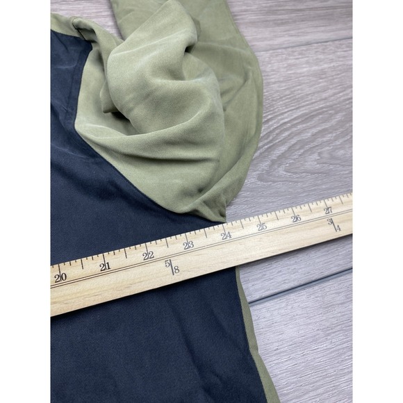 Nat Nast Mens Colorblock 100% Silk Long Sleeve Bowling Shirt Olive Black Size L - Picture 9 of 10